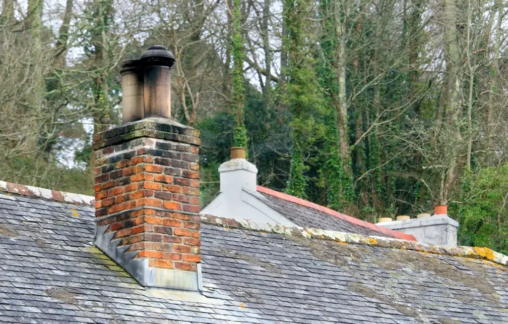 close up of rusted roof flashing in need of repair on old roof