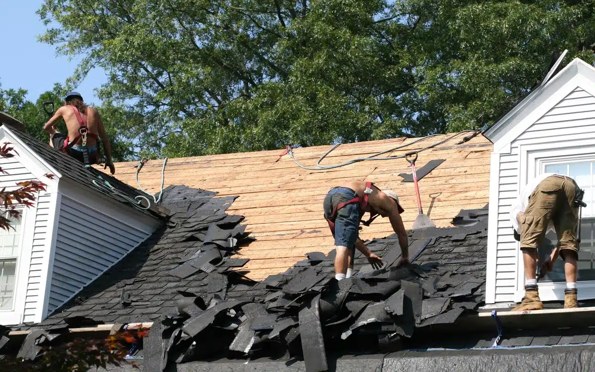 loud roof replacement while family stays at home
