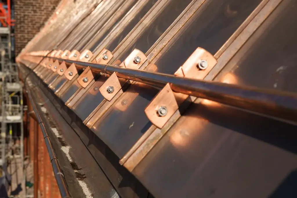 close up to copper roof replacement