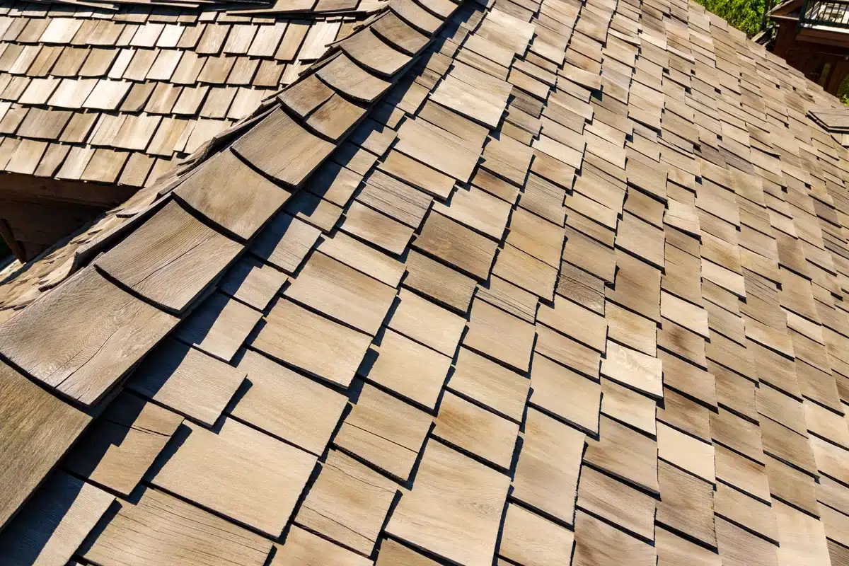 cedar shake roof close up