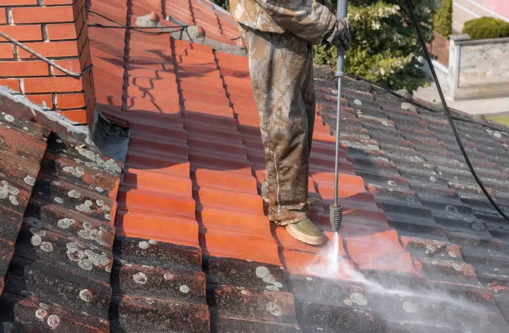 power washing tile roof
