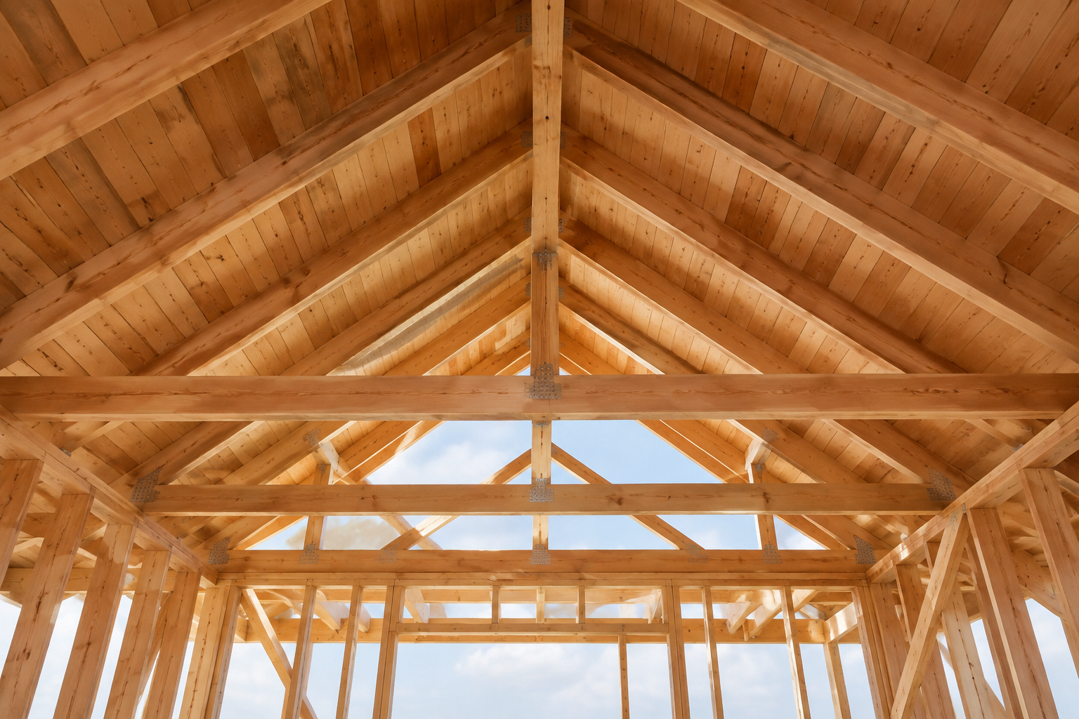 Timber roof framing — AI illustration