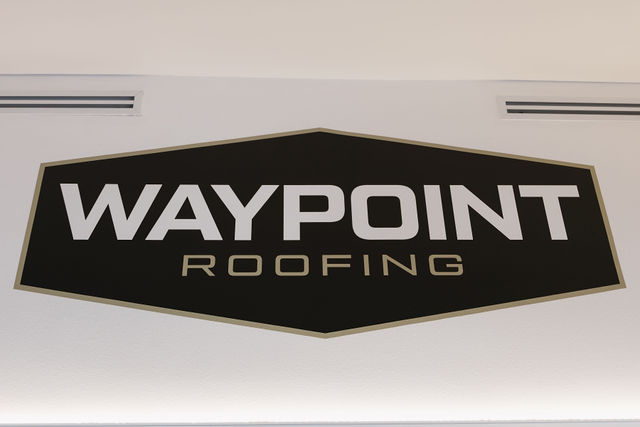 Waypoint Roofing office sign in Dripping Springs, Texas